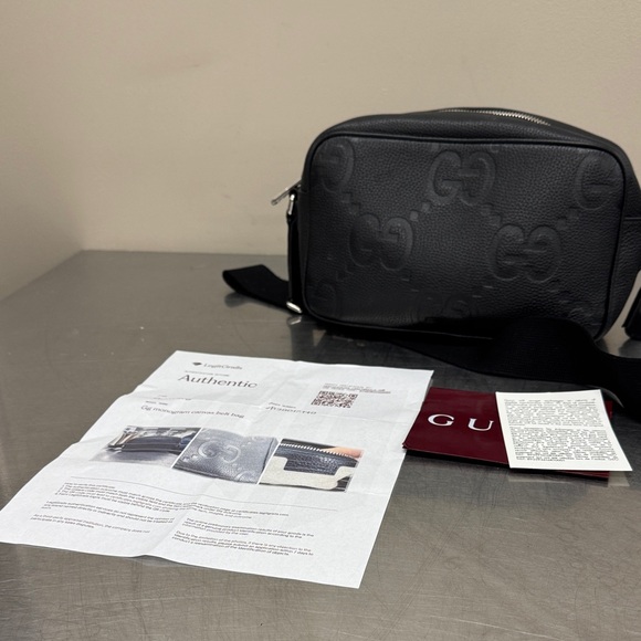 Black Gucci Leather Jumbo Messenger Crossbody Bag - Picture 6 of 9